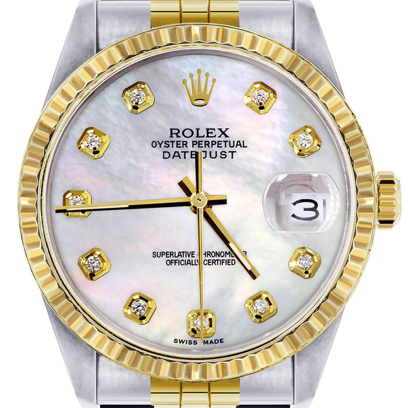 Mens Rolex Datejust Watch 16233 Two Tone | 36Mm | Mother of Pearl Dial | Jubilee Band