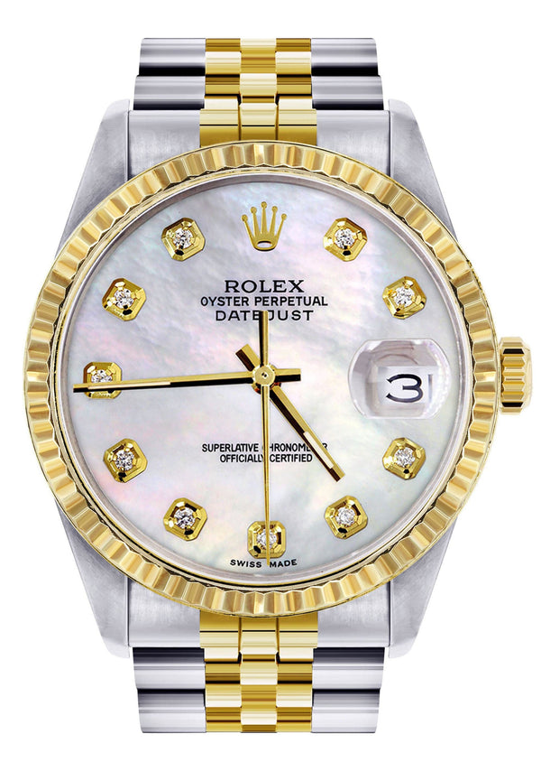 Mens Rolex Datejust Watch 16233 Two Tone | 36Mm | Mother of Pearl Dial | Jubilee Band