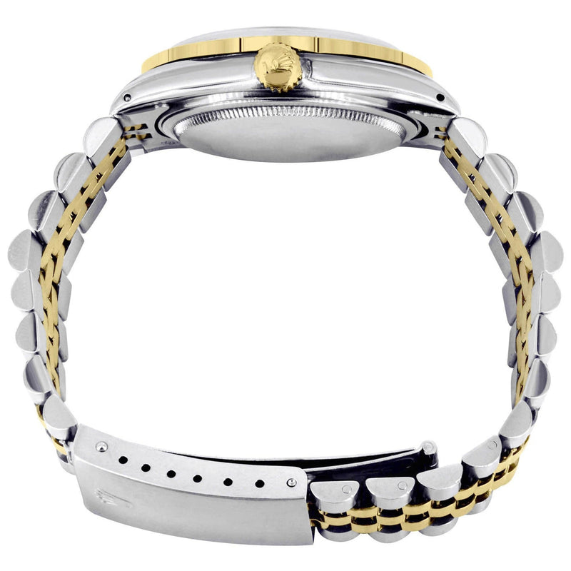 Diamond Gold Rolex Watch For Men 16233 | 36Mm | Custom Grey Dial | Two Row 4.25 Carat Bezel | Jubilee Band
