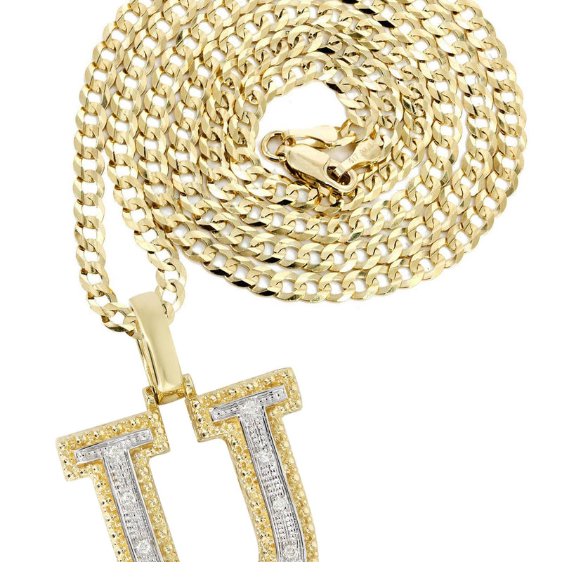 Diamond 10K Yellow Gold Letter "U" Necklace | Appx. 14.3 Grams
