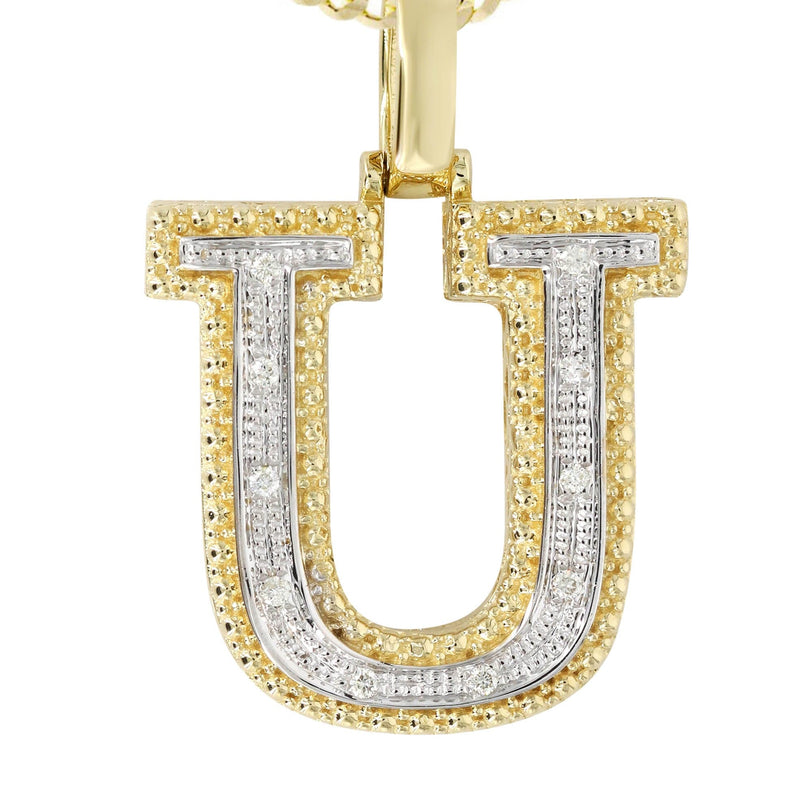 Diamond 10K Yellow Gold Letter "U" Necklace | Appx. 14.3 Grams