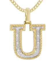 Diamond 10K Yellow Gold Letter "U" Necklace | Appx. 14.3 Grams