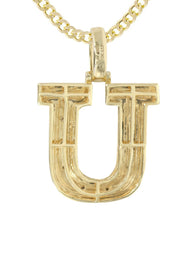 Diamond 10K Yellow Gold Letter "U" Necklace | Appx. 14.3 Grams