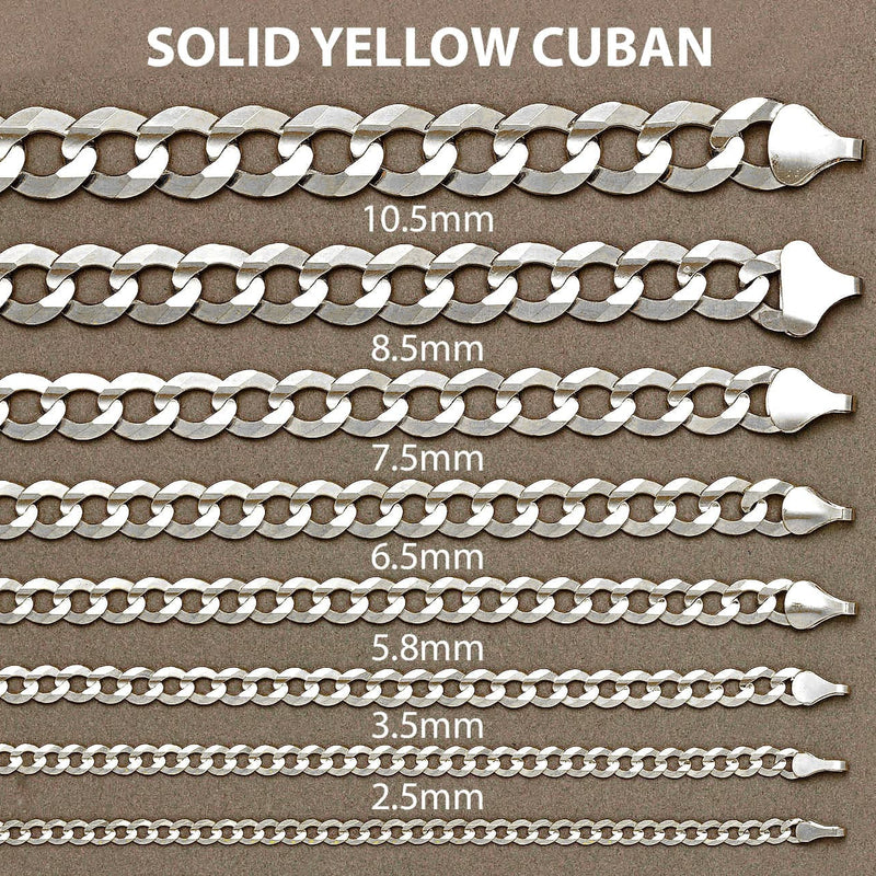 Solid Cuban Curb Link Chain 10K White Gold