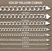 Solid Cuban Curb Link Chain 10K White Gold