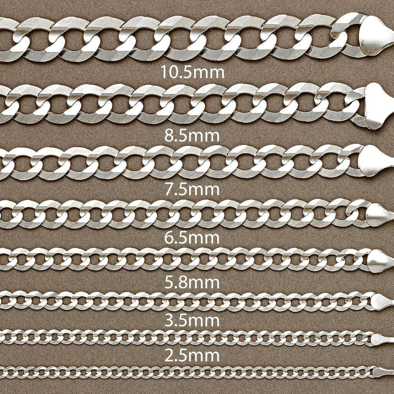 Mens White Gold Chain - Solid Cuban Curb Link 10K/14K Gold
