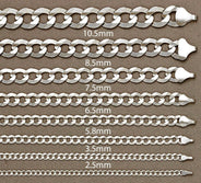 Mens White Gold Chain - Solid Cuban Curb Link 10K/14K Gold