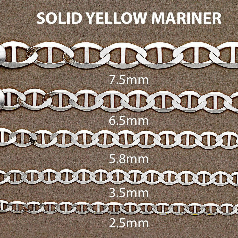 White Gold Chain - Womens Solid Mariner Chain 10K Gold