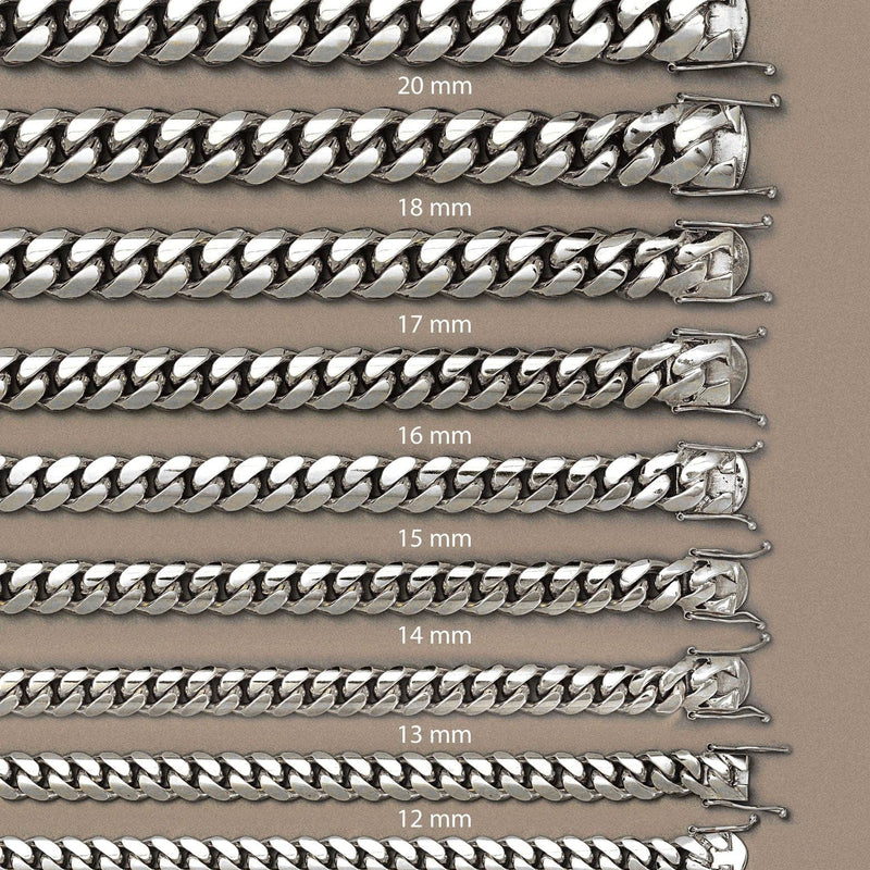 Heavy Solid White Gold Miami Cuban Link Chain Customizable (10MM-20MM)
