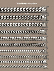 Heavy Solid White Gold Miami Cuban Link Chain Customizable (10MM-20MM)