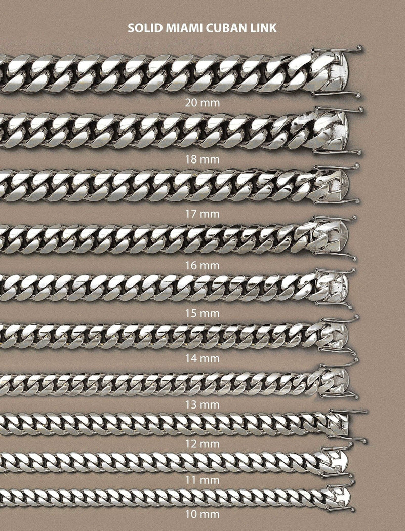 Heavy Solid White Gold Miami Cuban Link Chain Customizable (10MM-20MM)