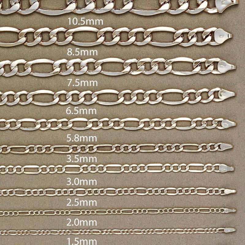 White Gold Chain - Mens Solid Figaro Chain 10K/14K Gold