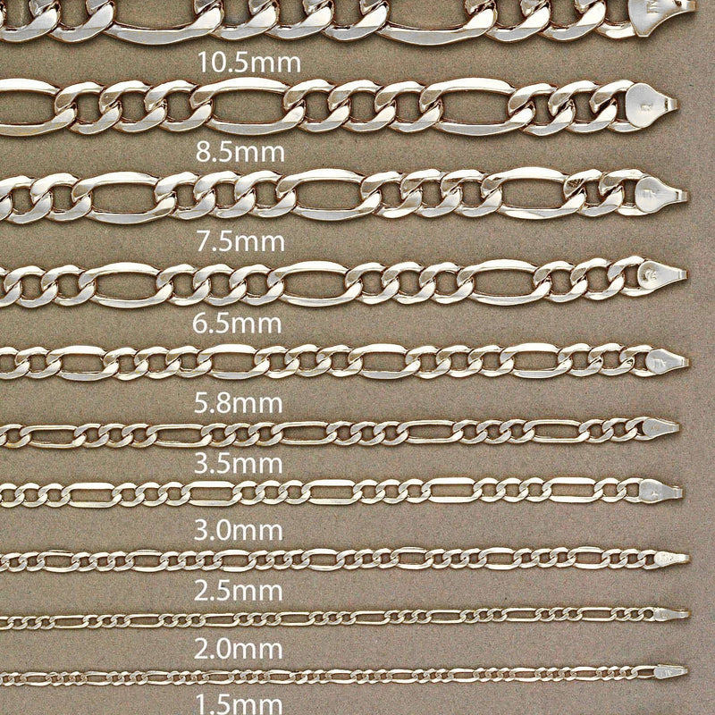 Mens Semi Solid  Figaro Chain 10K White Gold