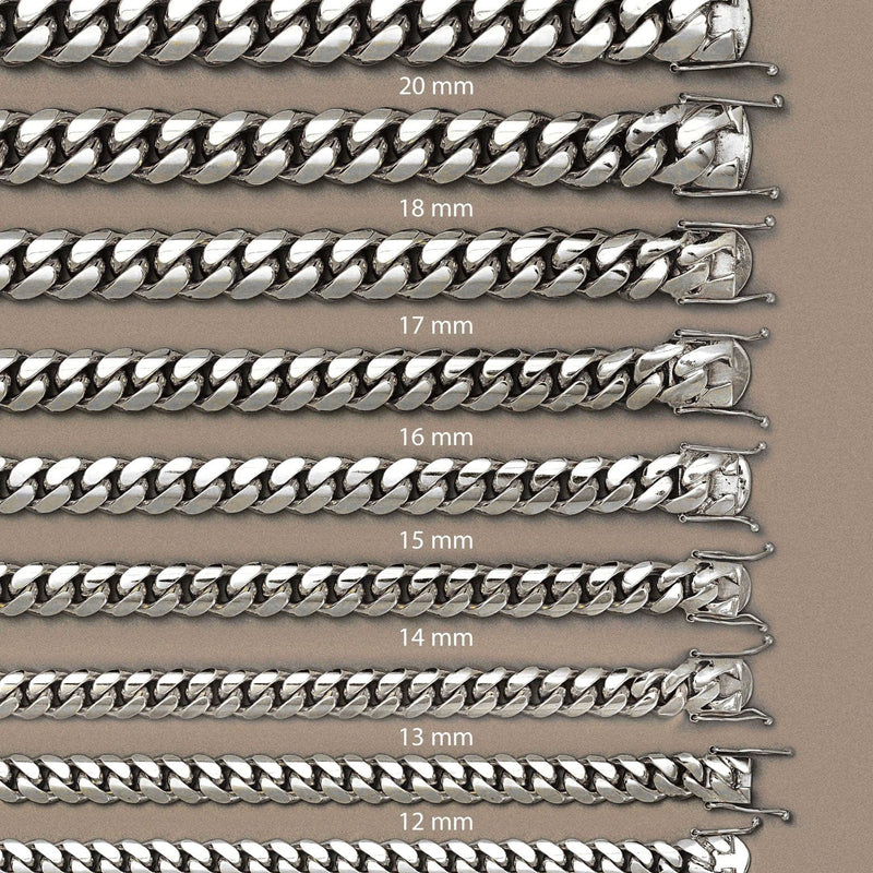Heavy Solid White Gold Miami Cuban Link Chain Customizable (10MM-20MM)