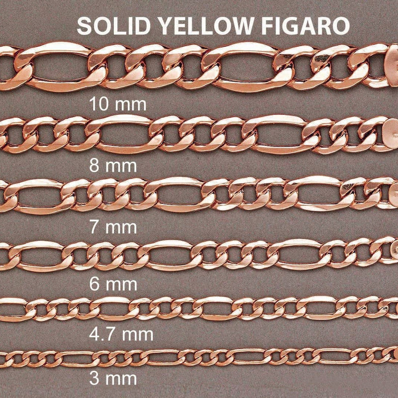 Solid Figaro Chain - 14K Rose Gold Chain