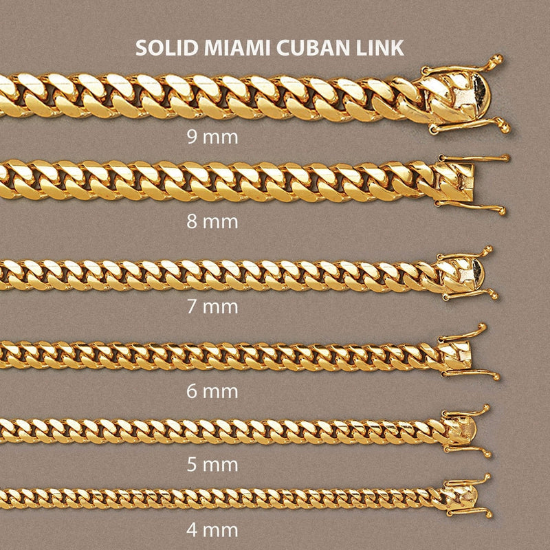Womens Chain - Solid Miami Cuban Link 10K/14K Gold