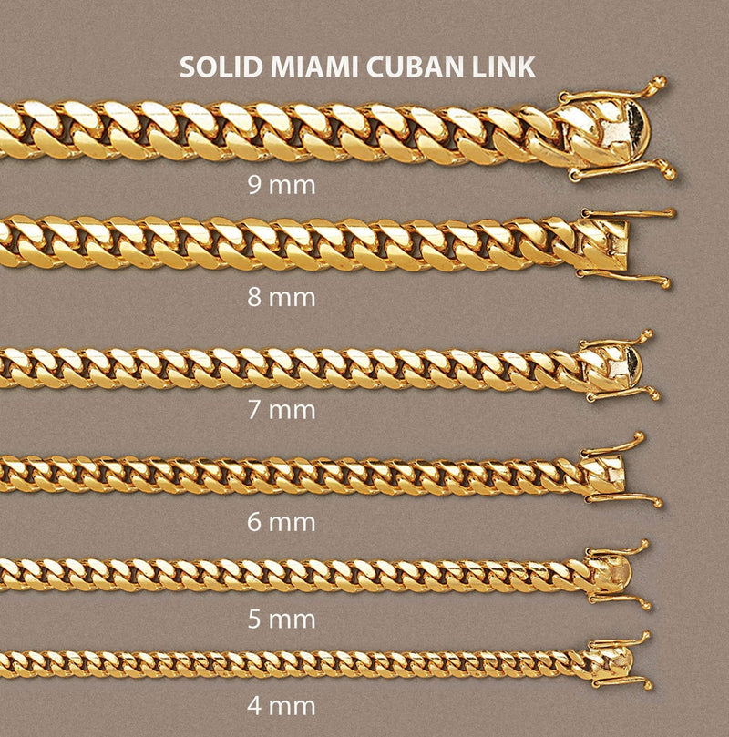 Womens Chain - Solid Miami Cuban Link 10K/14K Gold