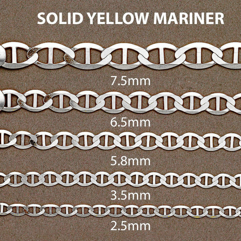 White Gold Chain - Mens Solid Mariner Chain 10K/14K Gold