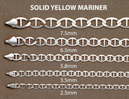 White Gold Chain - Mens Solid Mariner Chain 10K/14K Gold