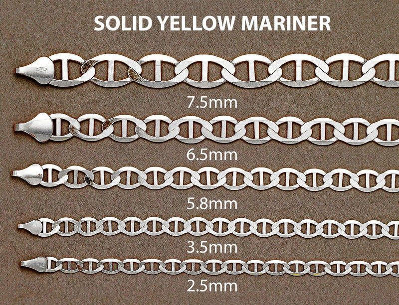 White Gold Chain - Womens Solid Mariner Chain 10K/14K Gold