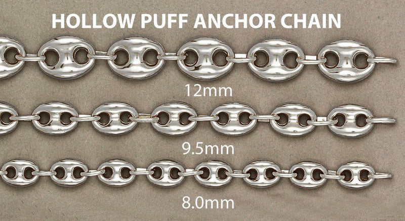 White Gold Chain - Womens Semi Solid  Puff Chain 10K/14K Gold