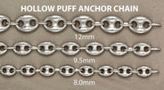 White Gold Chain - Womens Semi Solid  Puff Chain 10K/14K Gold