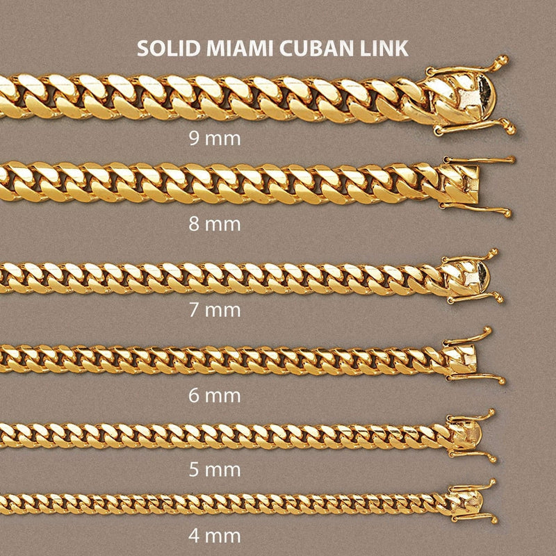 Mens Chain - Solid Miami Cuban Link 10K/14K Gold