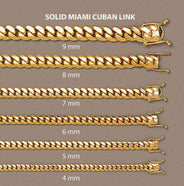 Mens Chain - Solid Miami Cuban Link 10K/14K Gold
