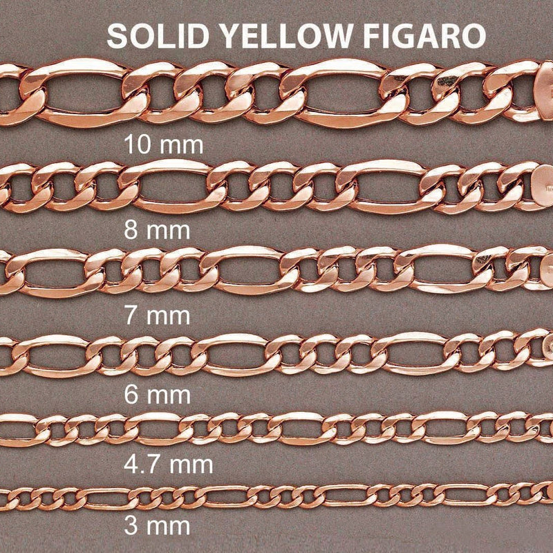 Womens 14K Rose Gold Chain - Solid Figaro Chain