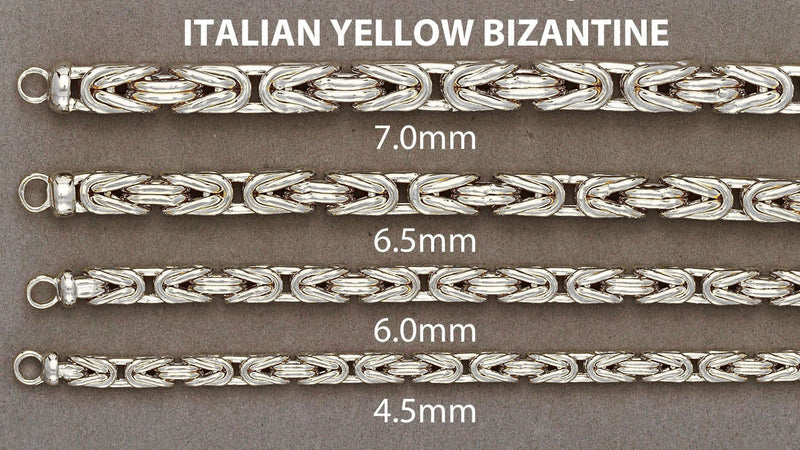 White Gold Chain - Mens Semi Solid Italian Byzantine Chain 10K/14K Gold
