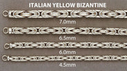White Gold Chain - Mens Semi Solid Italian Byzantine Chain 10K/14K Gold