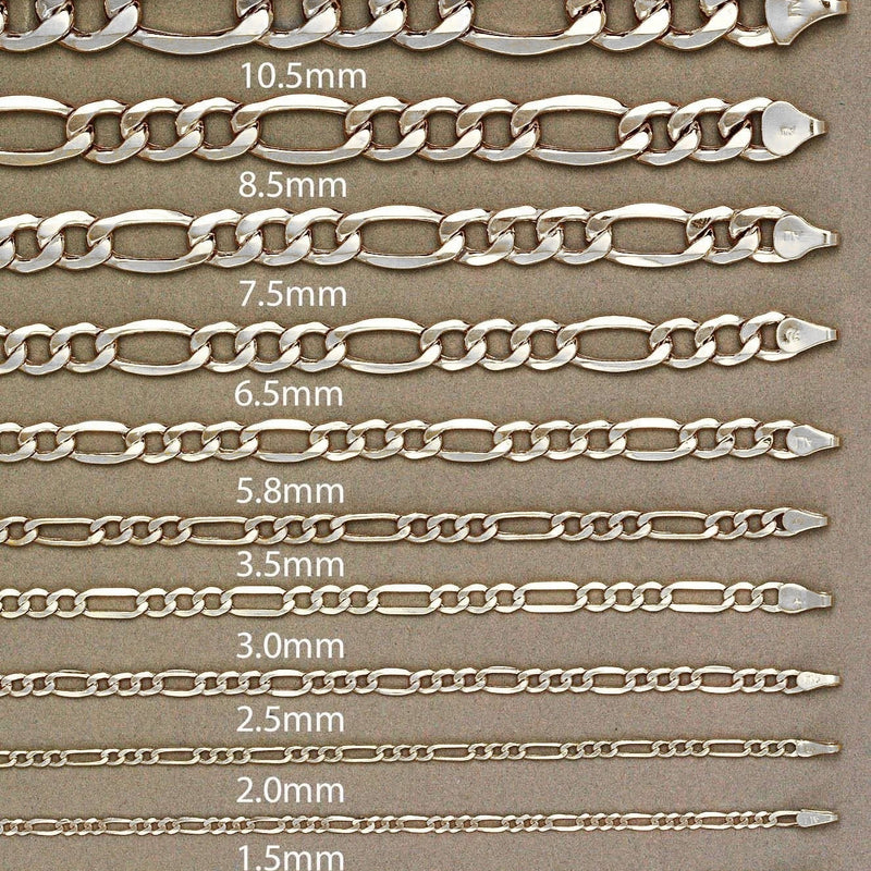 White Gold Chain - Womens Semi Solid  Figaro Chain 10K/14K Gold