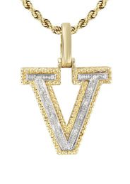 Diamond 10K Yellow Gold Letter "V" Necklace | Appx. 13.9 Grams