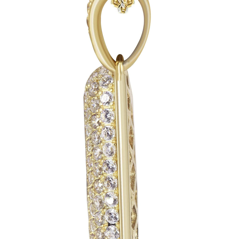 10K Yellow Gold Bubble Letter "V" CZ Necklace | Appx. 13.1 Grams