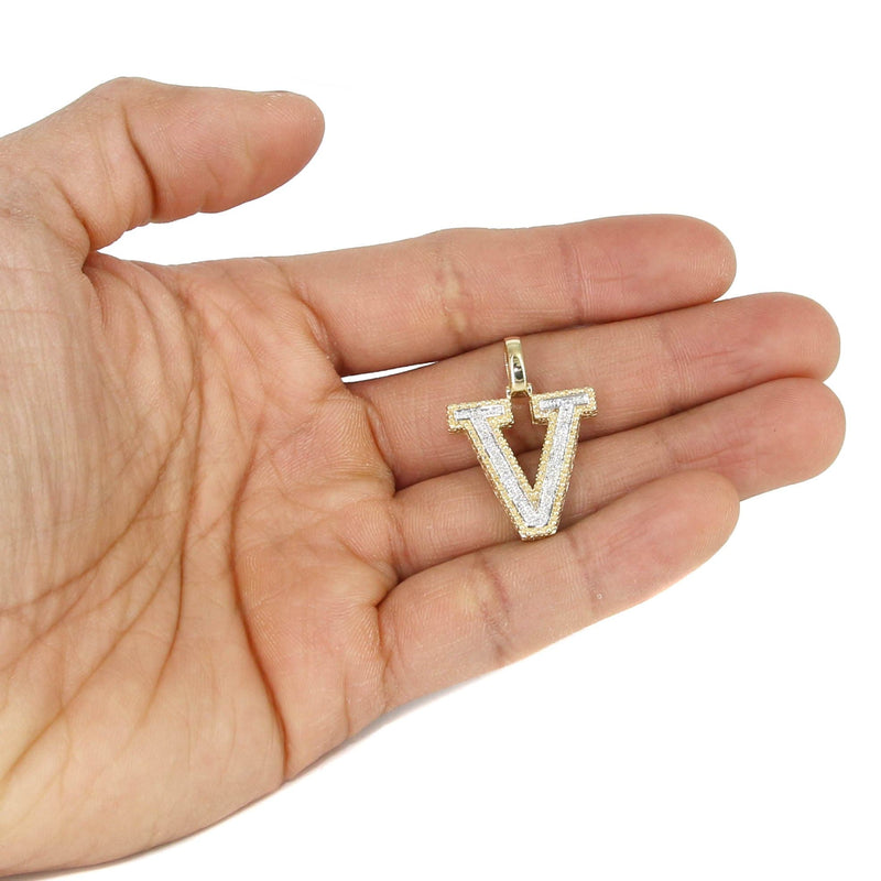Diamond 10K Yellow Gold Letter "V" Necklace | Appx. 13.9 Grams