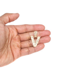14K Yellow Gold Letter "V" Baguette Diamond Necklace | 1.81 Carats