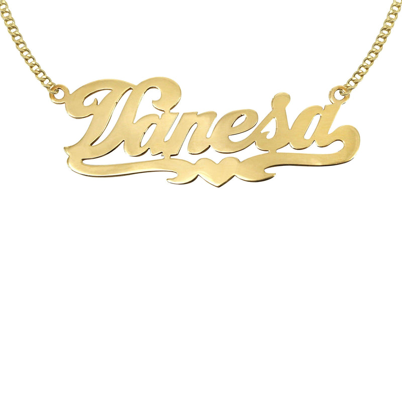 14K Gold  Heart Name Plate Necklace | Style #70