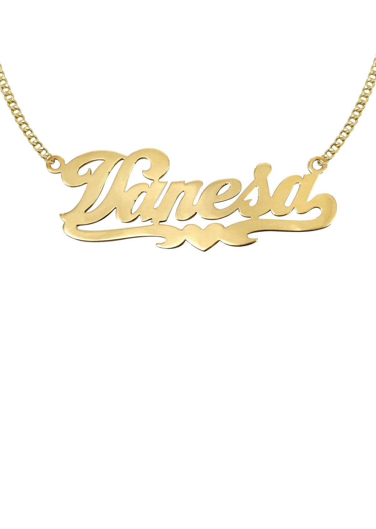 14K Gold  Heart Name Plate Necklace | Style #70