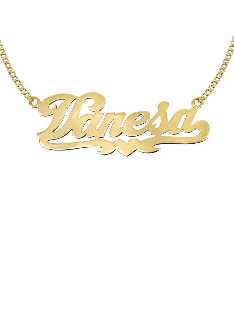 14K Gold  Heart Name Plate Necklace | Style #70