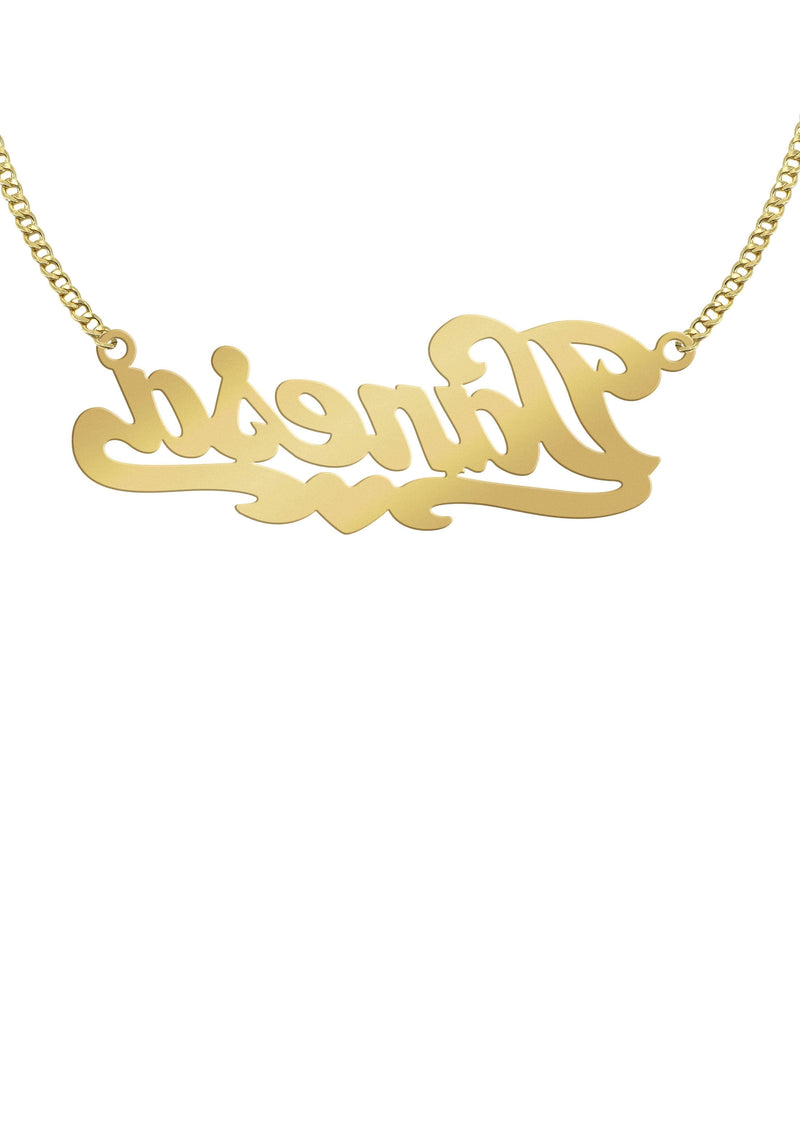 14K Gold  Heart Name Plate Necklace | Style #70