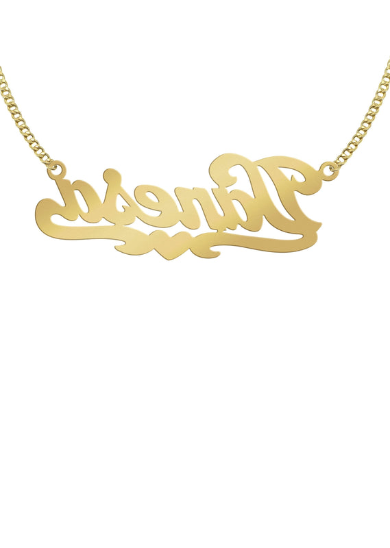 14K Gold  Heart Name Plate Necklace | Style #70