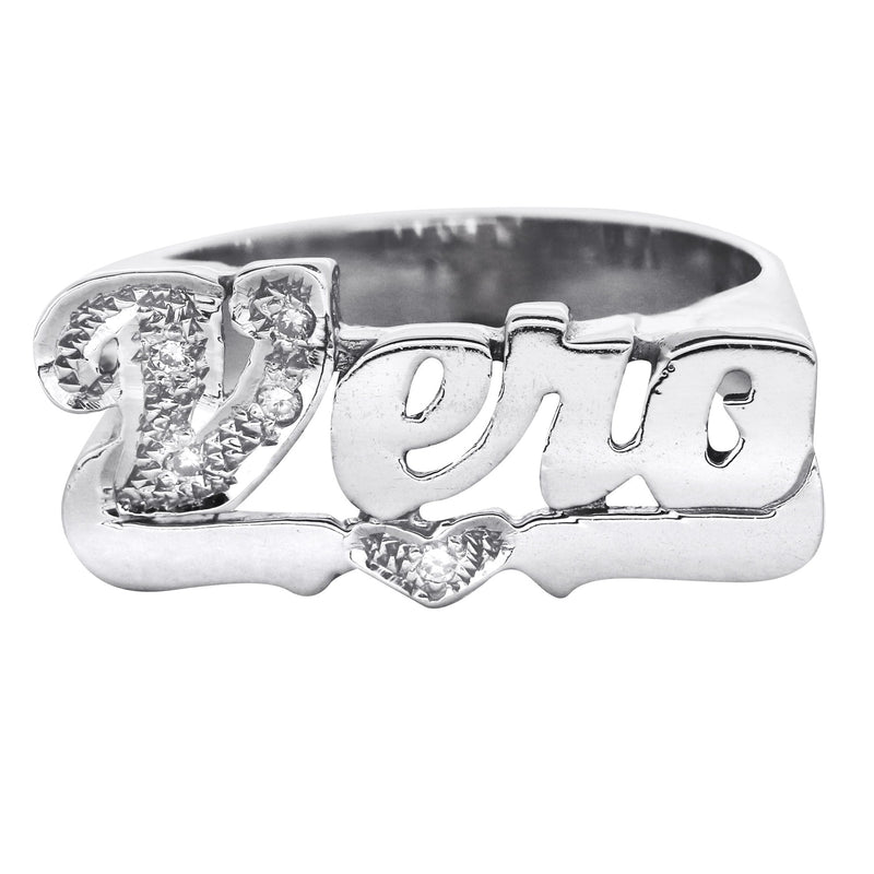 14K Diamond White Gold Name Ring | Appx. 4.3 Grams