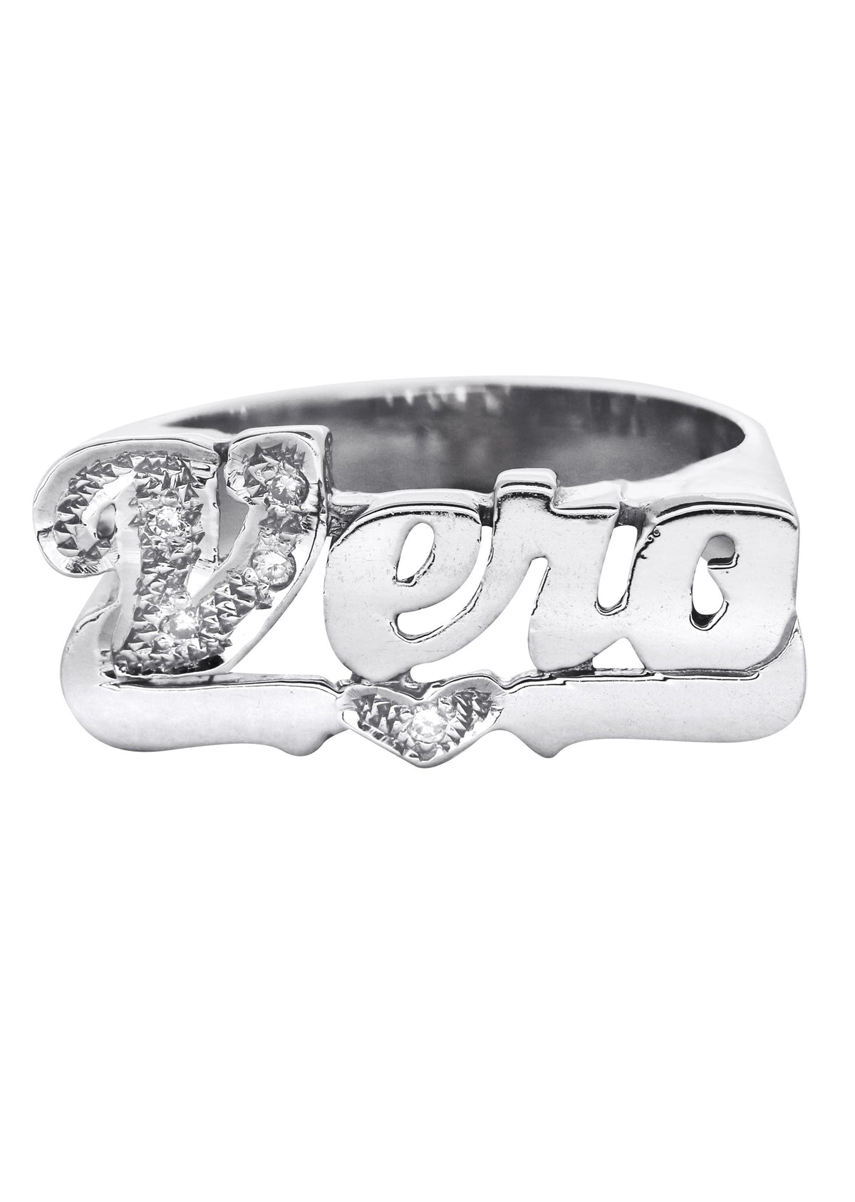 14K Diamond White Gold Name Ring | Appx. 4.3 Grams