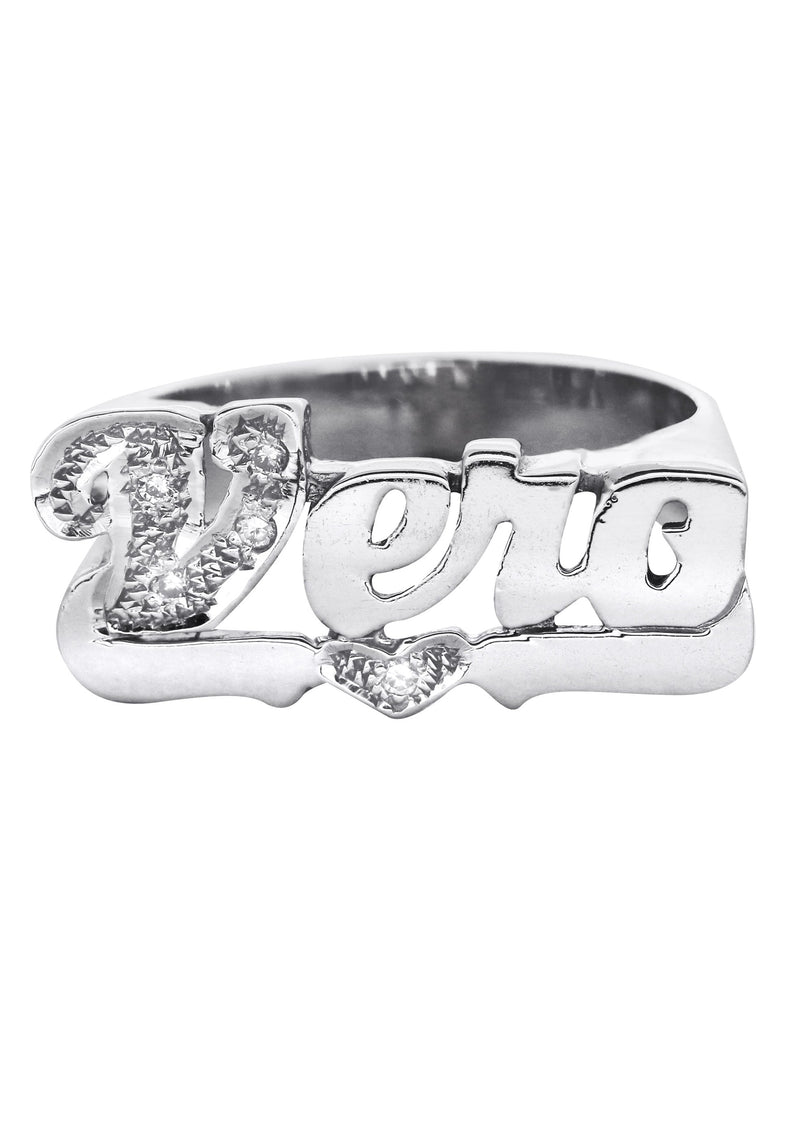14K Diamond White Gold Name Ring | Appx. 4.3 Grams