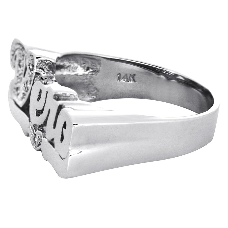 14K Diamond White Gold Name Ring | Appx. 4.3 Grams