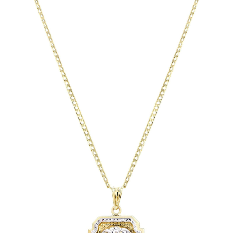 10K Gold Necklace & Gold Medusa Style Pendant | 6 Grams