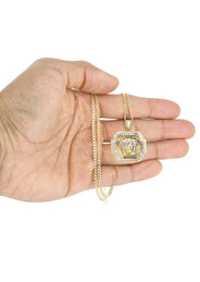 10K Gold Necklace & Gold Medusa Style Pendant | 6 Grams