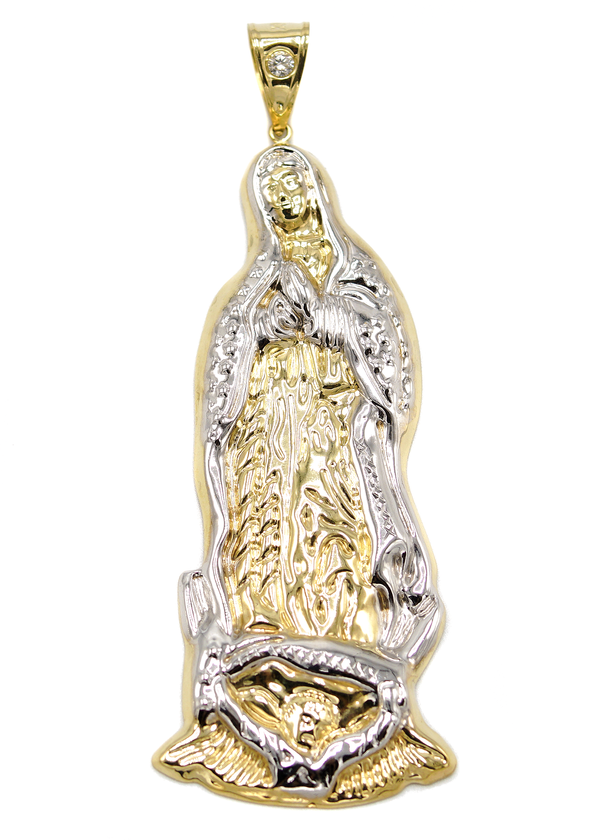 10K Gold Virgin Mary Pendant | Customizable Size