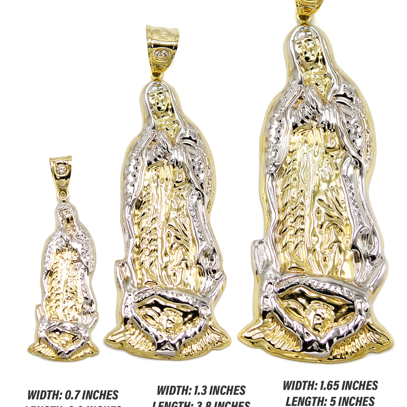 10K Gold Virgin Mary Pendant | Customizable Size