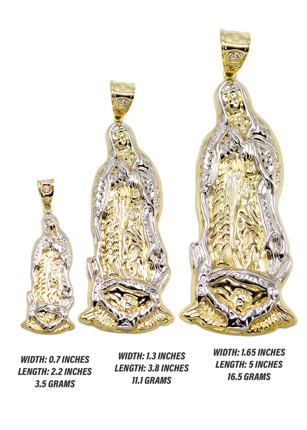 10K Gold Virgin Mary Pendant | Customizable Size